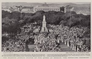 Het Diamanten Jubileum Standbeeld van de Koningin in Durban, de Onthullingsceremonie